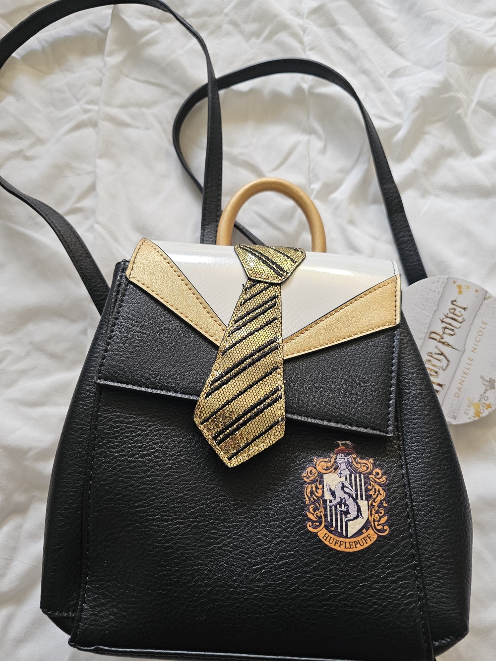 Danielle Nicole Black Mini Backpack with Gold Accents